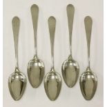 A set of five American silver tablespoons,probably by Joseph Andrews of Norfolk, Virginia, c.1800,