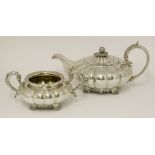 A 19th century Indian Colonial silver teapot and two-handled sugar bowl,by George Gordon & Co.,