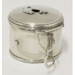 A George III silver bougie box,possibly by William Lestourgeon, of circular form with reeded borders