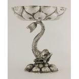 A silver dolphin tazza, by Berthold Muller, import marked for 1913, 15cm high, 7.9oz