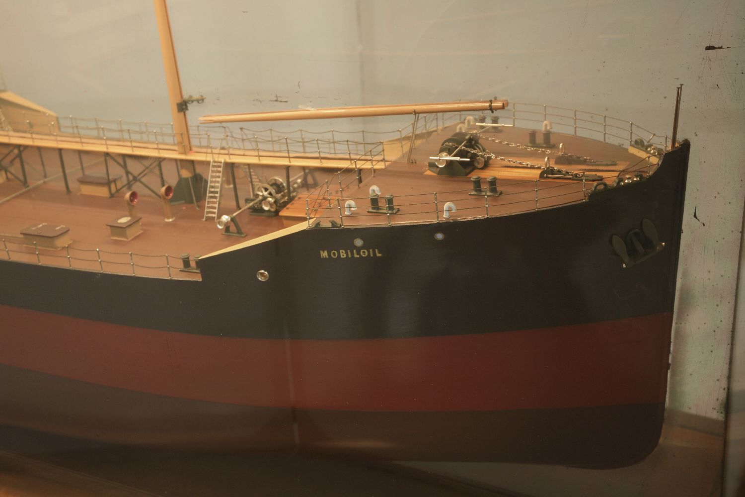 A mahogany cased half ship model 'Mobiloil',with a mirror back, cracked, labelled 'Mobiloil', with - Image 16 of 17