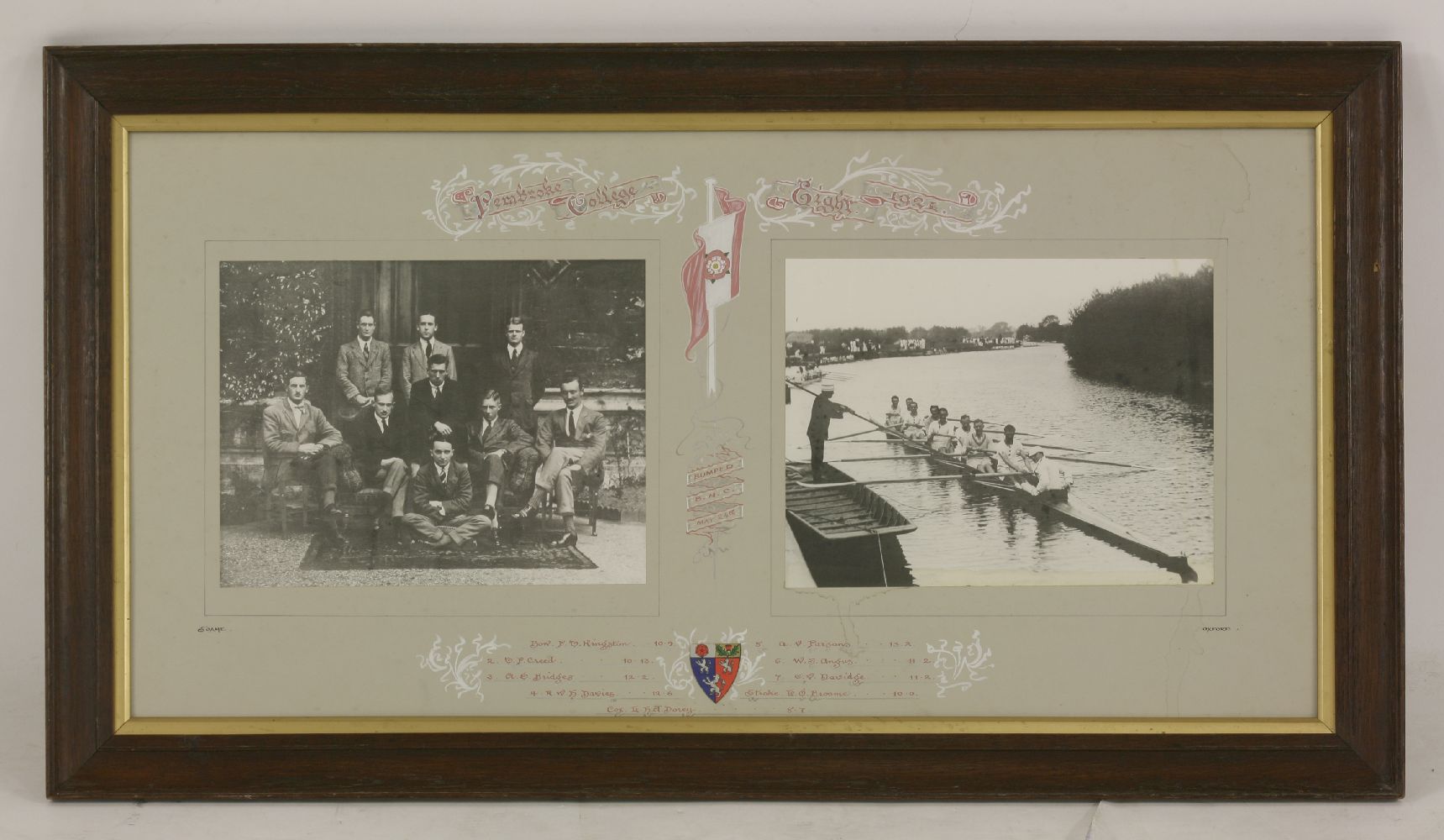 Rowing interest: six mounted and framed crew photographs, Trinity College Eight, 1906,Pembroke - Image 6 of 6