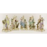 Five Meissen figures 'The Senses',mid-19th century, crossed swords marks, incised 1035, No. 1057,