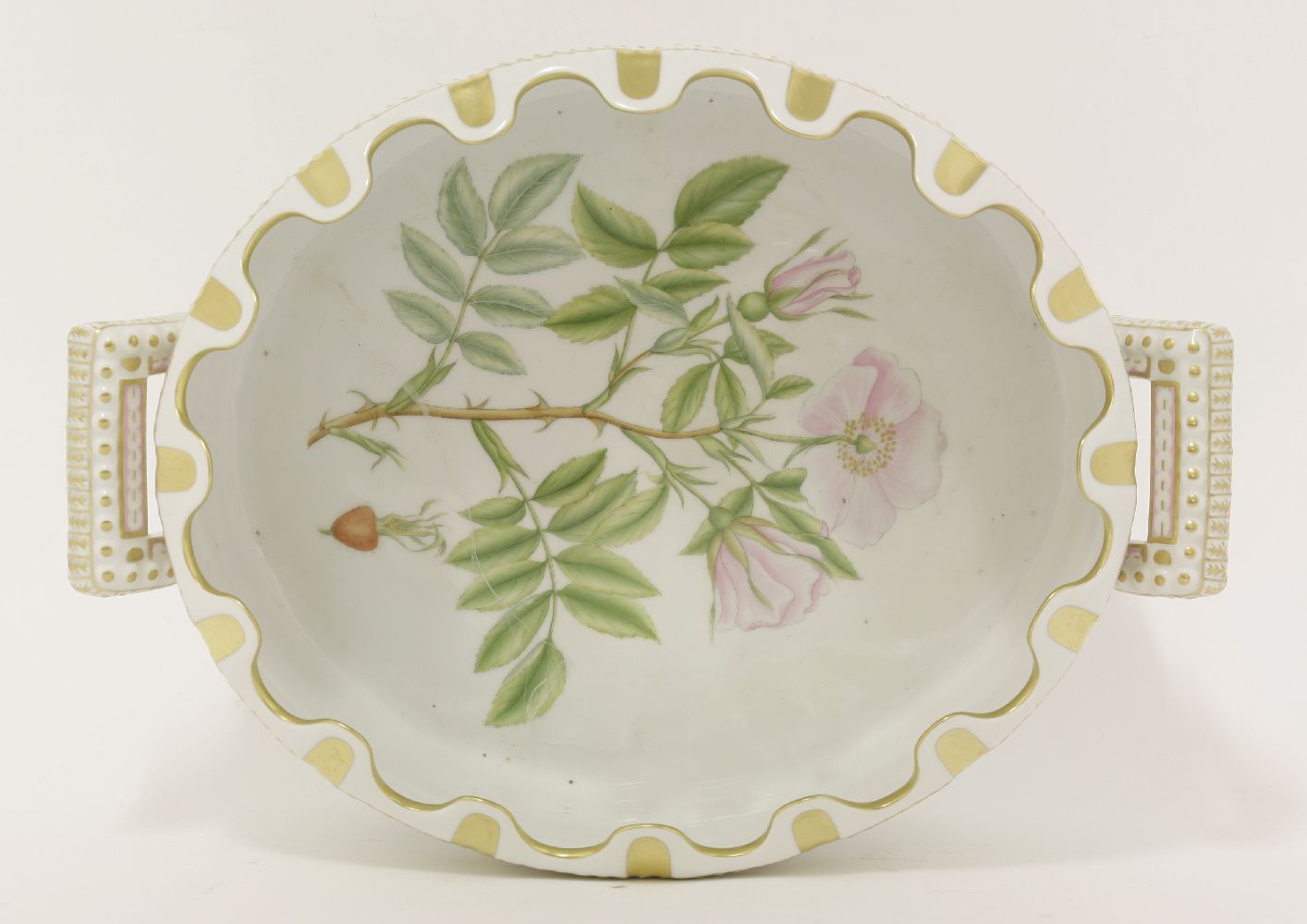 A Royal Copenhagen 'Flora Danica' monteith,of oval form, painted with botanical specimens,33.5cm - Image 2 of 3