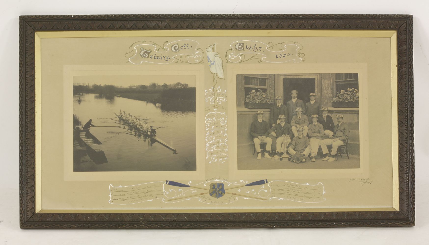 Rowing interest: six mounted and framed crew photographs, Trinity College Eight, 1906,Pembroke - Image 2 of 6