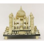 An Anglo-Indian ivory and ebonised model of a mahal,early 20th century, the central structure raised