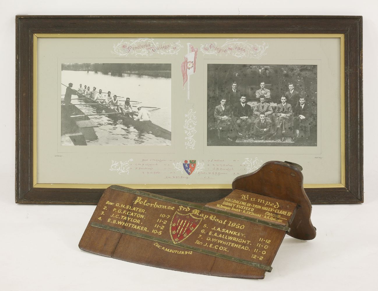 Rowing interest: six mounted and framed crew photographs, Trinity College Eight, 1906,Pembroke