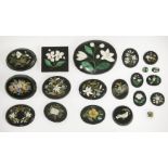 Twenty small pietra dura plaques,19th century,largest 6 x 4.5cm (20)