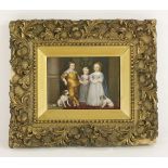 A painted porcelain plaque,20th century, depicting 'The Three Eldest Children of Charles I, 1635, by