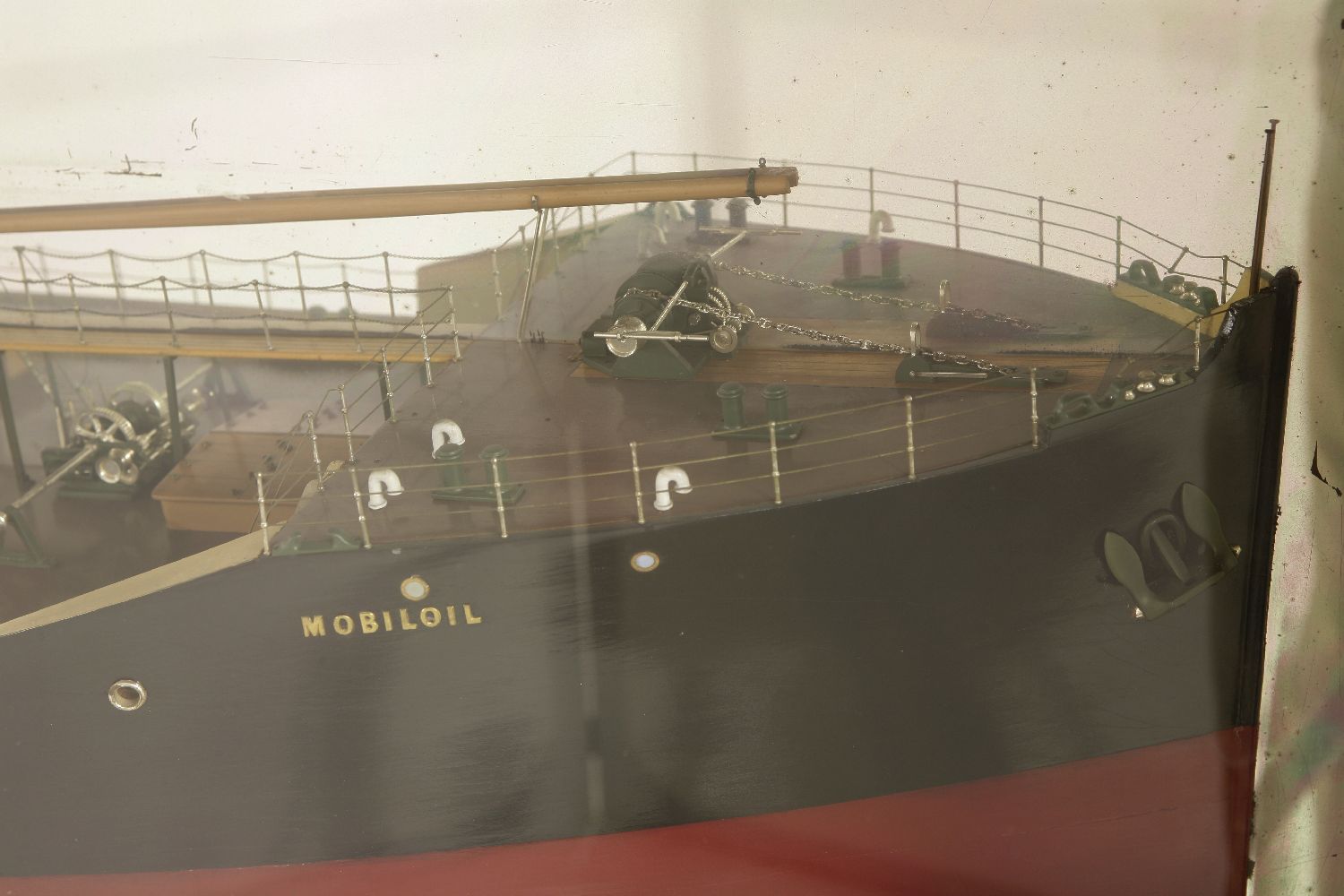 A mahogany cased half ship model 'Mobiloil',with a mirror back, cracked, labelled 'Mobiloil', with - Image 12 of 17