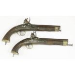 Two flintlock East India Company cavalry pistols,with 9in barrel, the offside of the barrel with