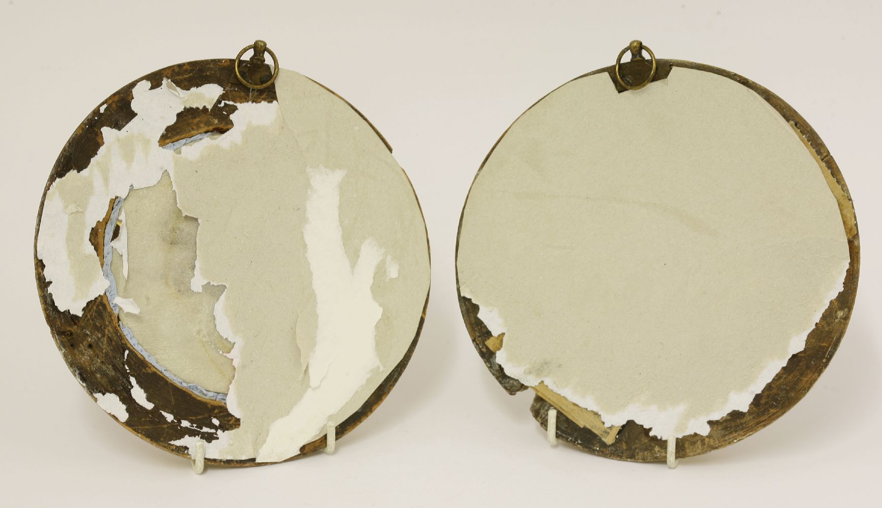 A pair of circular Grand Tour plaques,18th century, each a carved relief bust in yellow marble, - Image 2 of 2