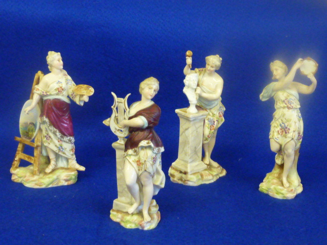 A set of four late 19th Century Continental porcelain hand decorated Figure Models allegorical of