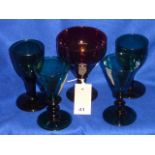 A quantity of 18th and early 19th Century coloured Wine Glasses