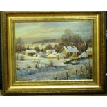 Anthony Buckley (British, 20th Century) a gilt framed Oil on Artists Board snow scene,