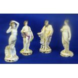 Four late 19th Century hand decorated Continental porcelain Figure Models (some losses to