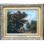 A 19th Century gilt framed Oil on Panel Norwich School style countryside Study etc.