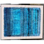 *Nadia Saikali, Turquoise Abstract Watercolour pen and ink on hand made Japanese paper,