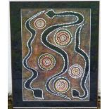 Ethnographical Aboriginal circle and dot Art, synthetic polymer paint,