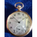 A gentleman's 9 carat yellow gold pocket Fob Watch, the white enamel dial signed Waltham, U.S.A.