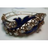 A highly unusual and very fine quality ladies 18 carat yellow gold antique and blue enamel Bracelet