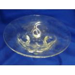 A heavy circular Orrefors crystal Bowl raised on quatrefoil shaped base with ground pontile mark,
