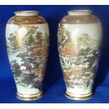 A very fine pair of early 20th Century Japanese Satsuma Vases of baluster form,