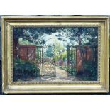 A mid 19th Century gilt framed Oil on Canvas Study "The Garden Gate",