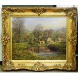 Anthony Buckley (British, 20th Century) a gilt framed Oil on Artists Board countryside Study,