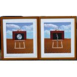 *A set of four late 20th Century surrealist Prints similar to the work of Daniel Kukla,