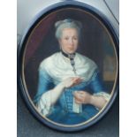 An ebonised framed late 18th/early 19th Century oval Oil on Canvas half length Portrait Study of a