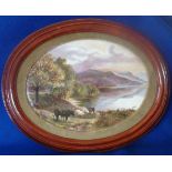 A 20th Century oval framed porcelain Plaque by Durley Fine Porcelain,