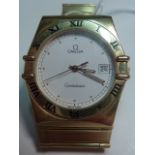 A gentleman's heavy 18 carat yellow gold Omega Dress Watch,