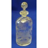 A late 19th/early 20th Century oval clear glass Decanter and Stopper,