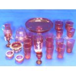 A collection of 19th and 20th Century Cranberry Glass (various) including an interesting Mary