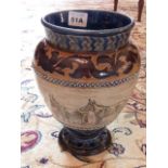 ADDED LOT A 19th Century Doulton stoneware Vase decorated with donkeys in a field by Hannah