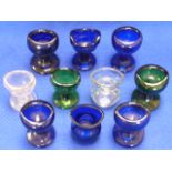 A selection of Bristol blue and other glass Eye Baths (10)