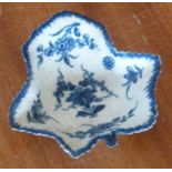 An 18th Century leaf shaped porcelain Pickle Dish transfer decorated with floral sprigs etc.