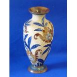 A large Doulton Slaters Patent stoneware Vase of baluster form freely decorated with various