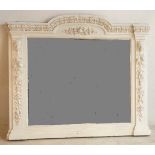 A large and showy white painted late 19th Century Overmantel Mirror,