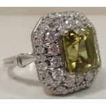An 18 carat white gold large zultanite and diamond Cluster Ring