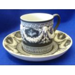 A fine 19th Century Wedgwood black basalt Coffee Can and Saucer,