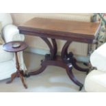 A good Regency period fold over top mahogany Card Table,