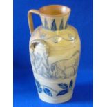 A large and rare Doulton Lambeth stoneware Jug with two side handles,