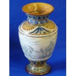 A Doulton Lambeth stoneware Vase dated 1883 and sgraffito incised with a continuous band of wild