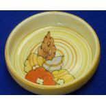 A 1920's/30's Clarice Cliff circular ceramic Pin Tray hand decorated in typical fashion,