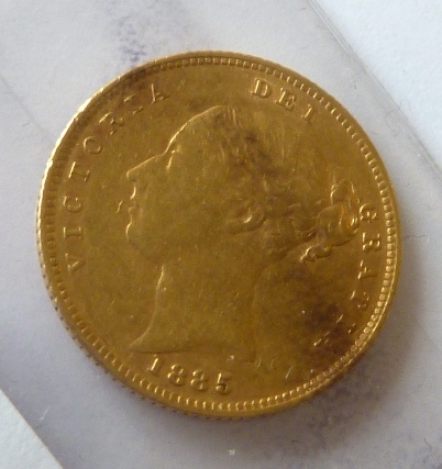 A 19th Century Victorian Half Sovereign dated 1885