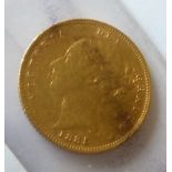 A 19th Century Victorian Half Sovereign dated 1885