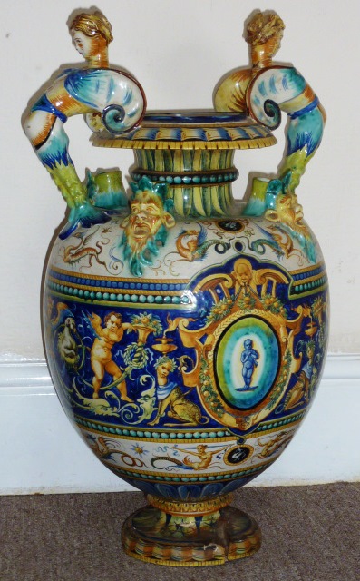 A very large 19th Century two handled Maiolica Vase,