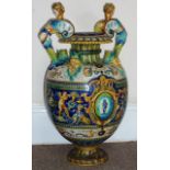 A very large 19th Century two handled Maiolica Vase,